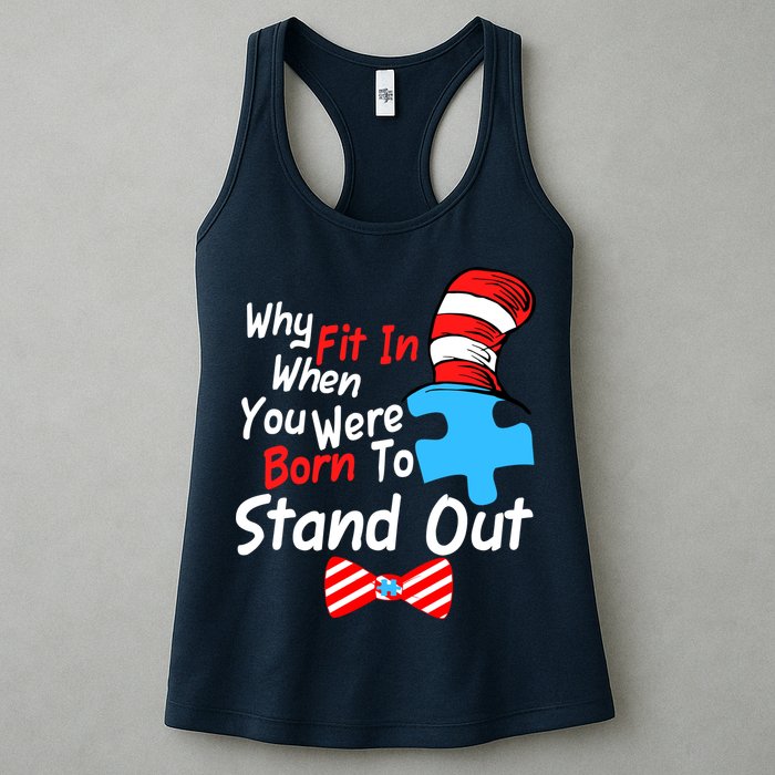 Autism Awareness Why Fit In When You Were Born To Stand Out Puzzle Womens Tank Top