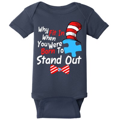 Autism Awareness Why Fit In When You Were Born To Stand Out Puzzle Baby Bodysuit