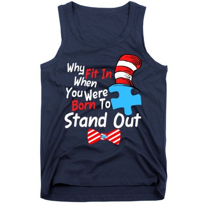 Autism Awareness Why Fit In When You Were Born To Stand Out Puzzle Tank Top
