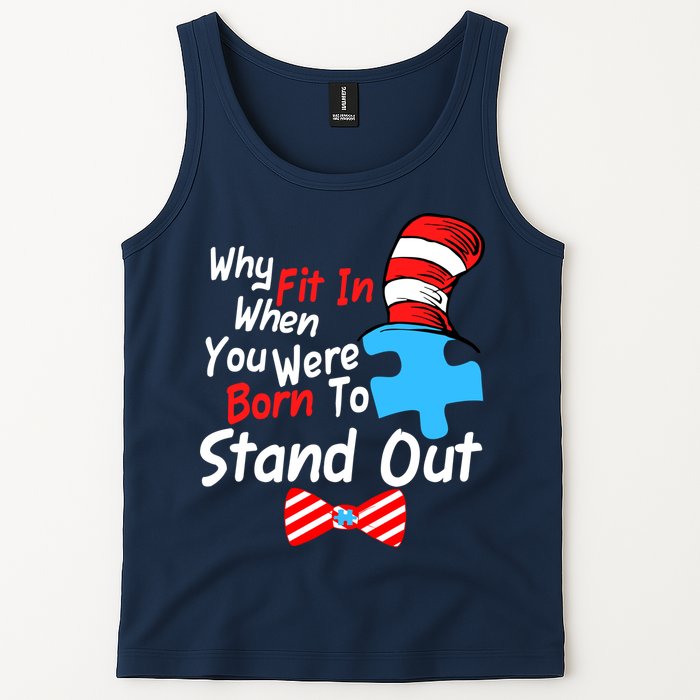 Autism Awareness Why Fit In When You Were Born To Stand Out Puzzle Tank Top