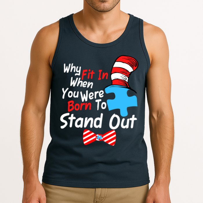 Autism Awareness Why Fit In When You Were Born To Stand Out Puzzle Tank Top