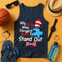Autism Awareness Why Fit In When You Were Born To Stand Out Puzzle Tank Top