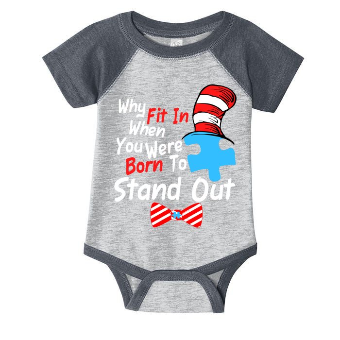 Autism Awareness Why Fit In When You Were Born To Stand Out Puzzle Infant Baby Jersey Bodysuit