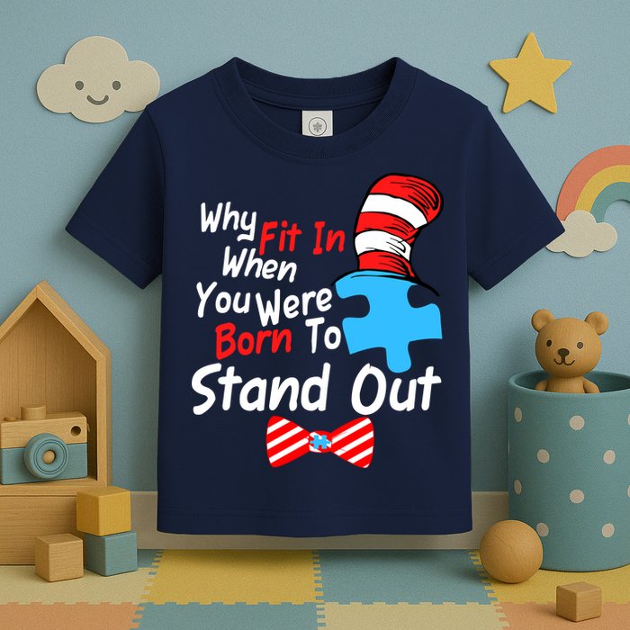 Autism Awareness Why Fit In When You Were Born To Stand Out Puzzle Toddler T-Shirt