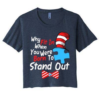 Autism Awareness Why Fit In When You Were Born To Stand Out Puzzle Crop Top