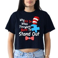Autism Awareness Why Fit In When You Were Born To Stand Out Puzzle Crop Top