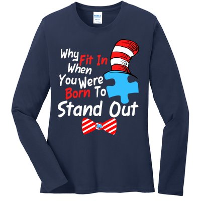 Autism Awareness Why Fit In When You Were Born To Stand Out Puzzle Ladies Long Sleeve Shirt