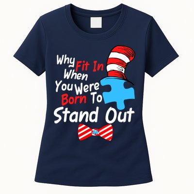 Autism Awareness Why Fit In When You Were Born To Stand Out Puzzle Womens T-Shirt