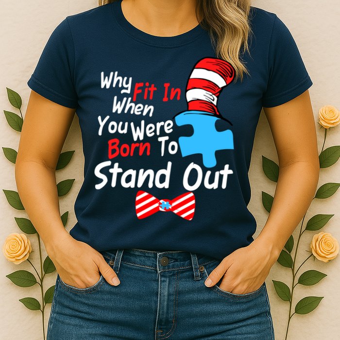 Autism Awareness Why Fit In When You Were Born To Stand Out Puzzle Womens T-Shirt