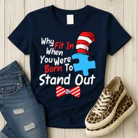 Autism Awareness Why Fit In When You Were Born To Stand Out Puzzle Womens T-Shirt