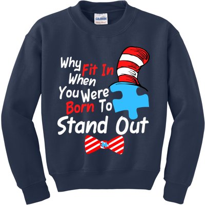 Autism Awareness Why Fit In When You Were Born To Stand Out Puzzle Kids Sweatshirt