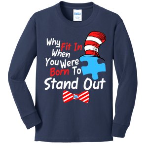 Autism Awareness Why Fit In When You Were Born To Stand Out Puzzle Kids Long Sleeve Shirt