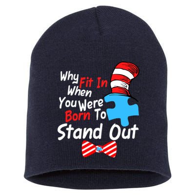 Autism Awareness Why Fit In When You Were Born To Stand Out Puzzle Short Acrylic Beanie