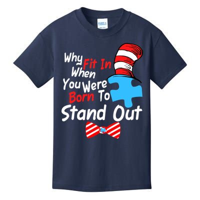 Autism Awareness Why Fit In When You Were Born To Stand Out Puzzle Kids T-Shirt