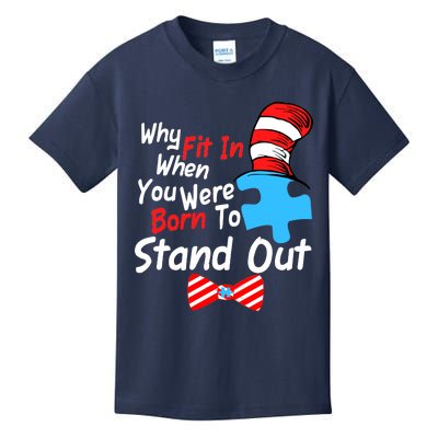 Autism Awareness Why Fit In When You Were Born To Stand Out Puzzle Kids T-Shirt