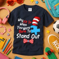 Autism Awareness Why Fit In When You Were Born To Stand Out Puzzle Kids T-Shirt