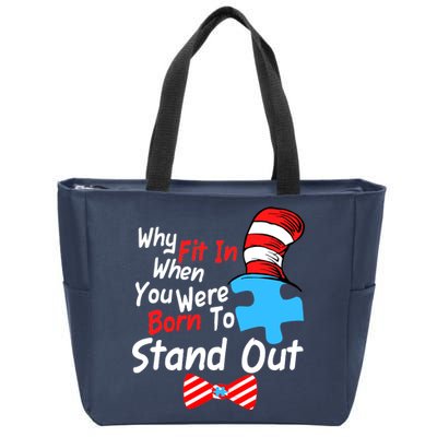 Autism Awareness Why Fit In When You Were Born To Stand Out Puzzle Zip Tote Bag