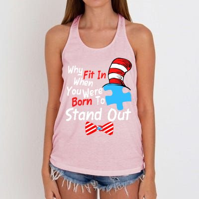 Autism Awareness Why Fit In When You Were Born To Stand Out Puzzle Women's Knotted Racerback Tank