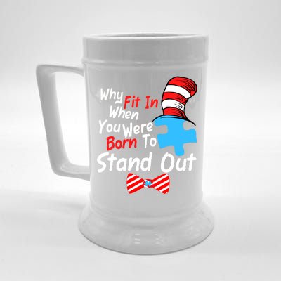 Autism Awareness Why Fit In When You Were Born To Stand Out Puzzle Beer Stein