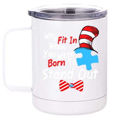 Autism Awareness Why Fit In When You Were Born To Stand Out Puzzle 12 oz Stainless Steel Tumbler Cup