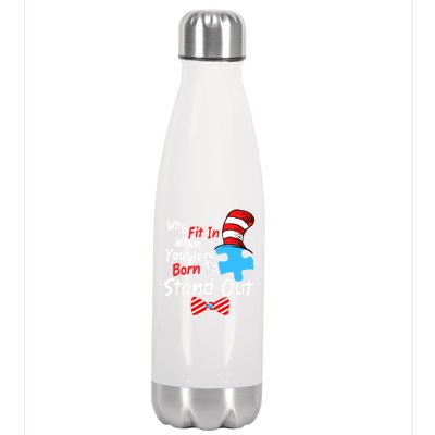 Autism Awareness Why Fit In When You Were Born To Stand Out Puzzle Stainless Steel Insulated Water Bottle