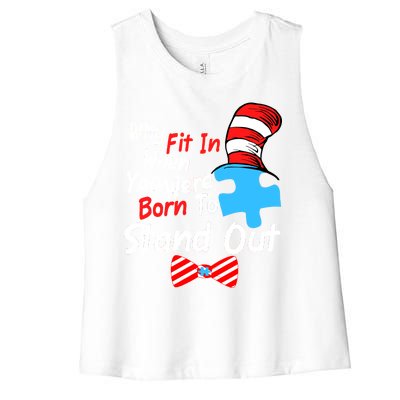 Autism Awareness Why Fit In When You Were Born To Stand Out Puzzle Women's Racerback Cropped Tank