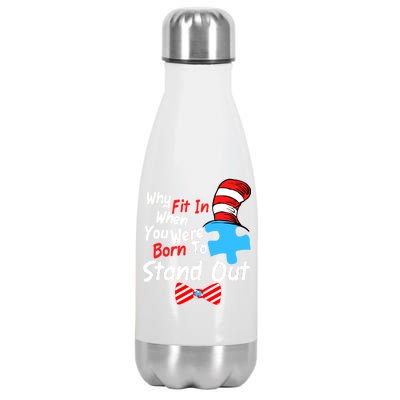 Autism Awareness Why Fit In When You Were Born To Stand Out Puzzle Stainless Steel Insulated Water Bottle