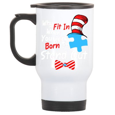 Autism Awareness Why Fit In When You Were Born To Stand Out Puzzle Stainless Steel Travel Mug