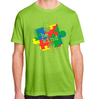 Autism Be Kind Puzzle Piece Splatter Adult ChromaSoft Performance T-Shirt