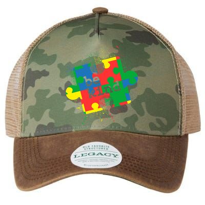 Autism Be Kind Puzzle Piece Splatter Legacy Tie Dye Trucker Hat