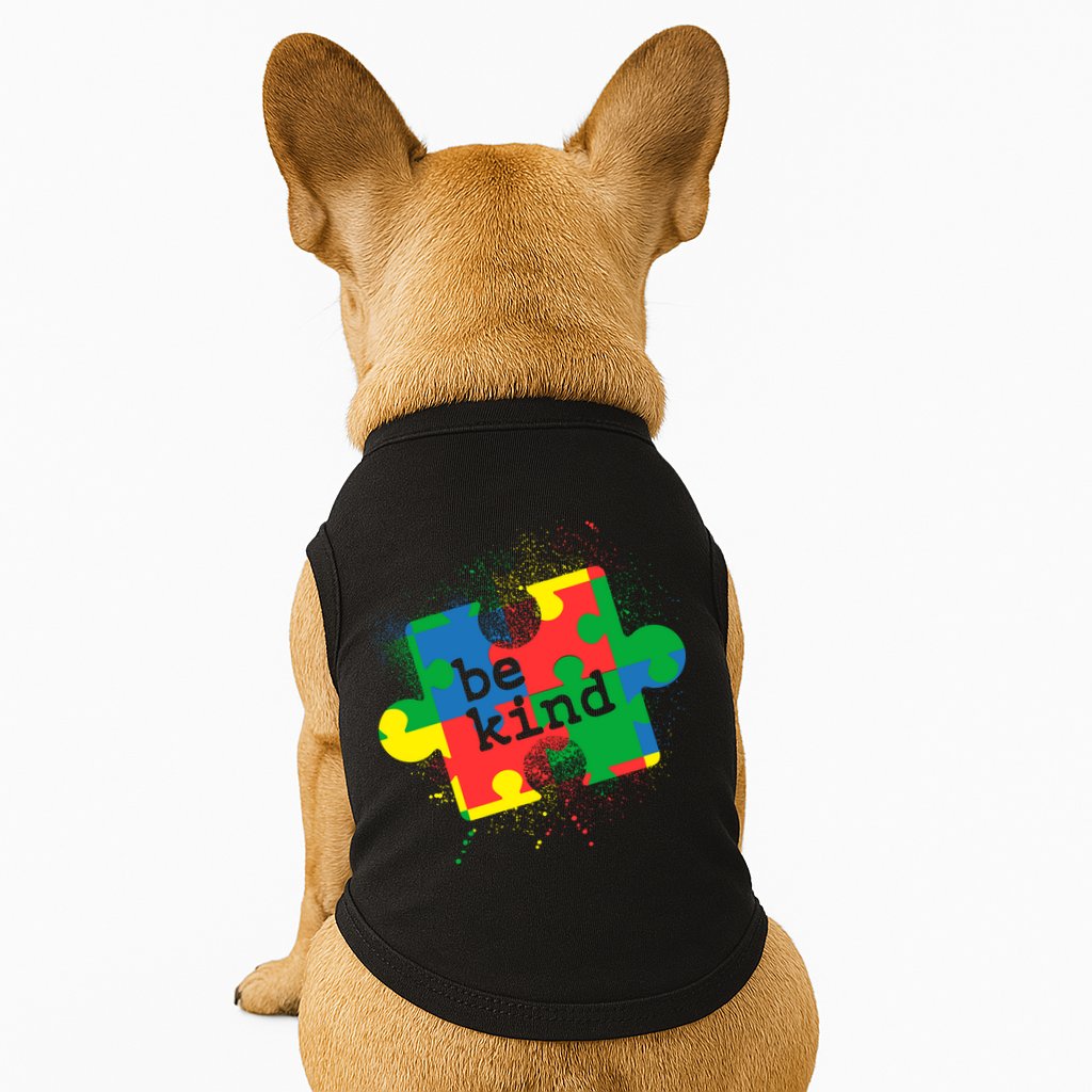 Autism Be Kind Puzzle Piece Splatter Doggie Tank