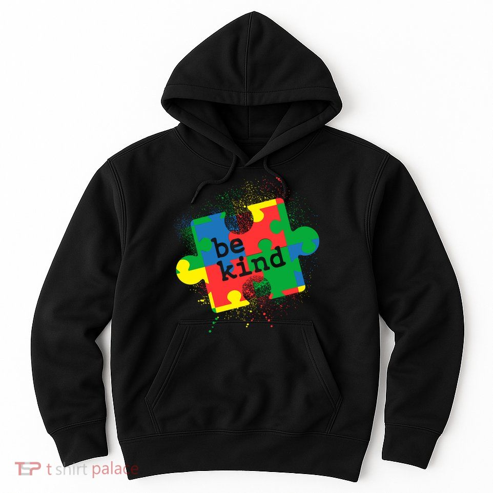 Autism Be Kind Puzzle Piece Splatter Hoodie