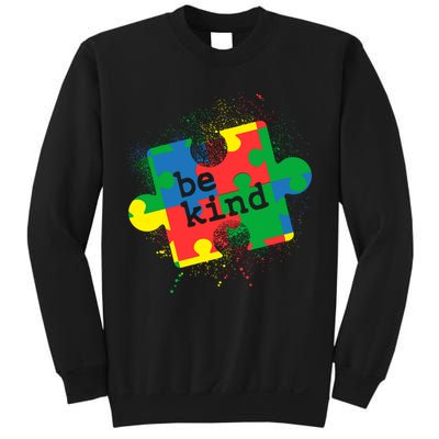 Autism Be Kind Puzzle Piece Splatter Sweatshirt