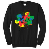 Autism Be Kind Puzzle Piece Splatter Sweatshirt