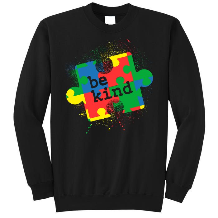 Autism Be Kind Puzzle Piece Splatter Sweatshirt