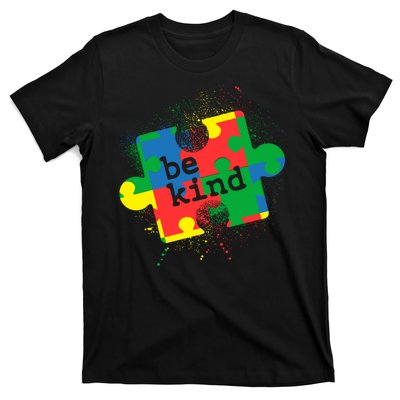 Autism Be Kind Puzzle Piece Splatter T-Shirt