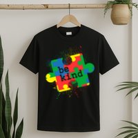 Autism Be Kind Puzzle Piece Splatter T-Shirt