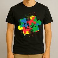 Autism Be Kind Puzzle Piece Splatter T-Shirt