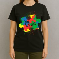 Autism Be Kind Puzzle Piece Splatter T-Shirt