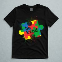 Autism Be Kind Puzzle Piece Splatter T-Shirt