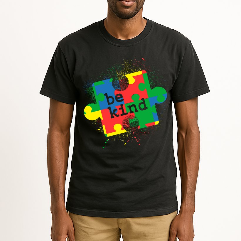 Autism Be Kind Puzzle Piece Splatter Tall T-Shirt