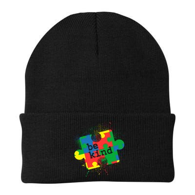 Autism Be Kind Puzzle Piece Splatter Beanie