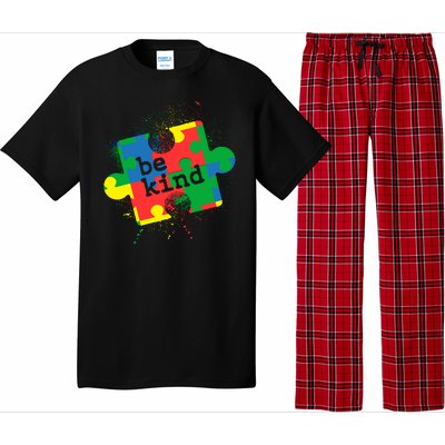 Autism Be Kind Puzzle Piece Splatter Pajama Set