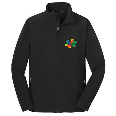 Autism Be Kind Puzzle Piece Splatter Core Soft Shell Jacket