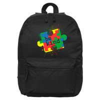 Autism Be Kind Puzzle Piece Splatter 16 in Basic Backpack