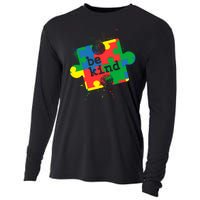 Autism Be Kind Puzzle Piece Splatter Cooling Performance Long Sleeve Crew