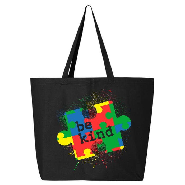Autism Be Kind Puzzle Piece Splatter 25L Jumbo Tote