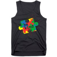 Autism Be Kind Puzzle Piece Splatter Tank Top