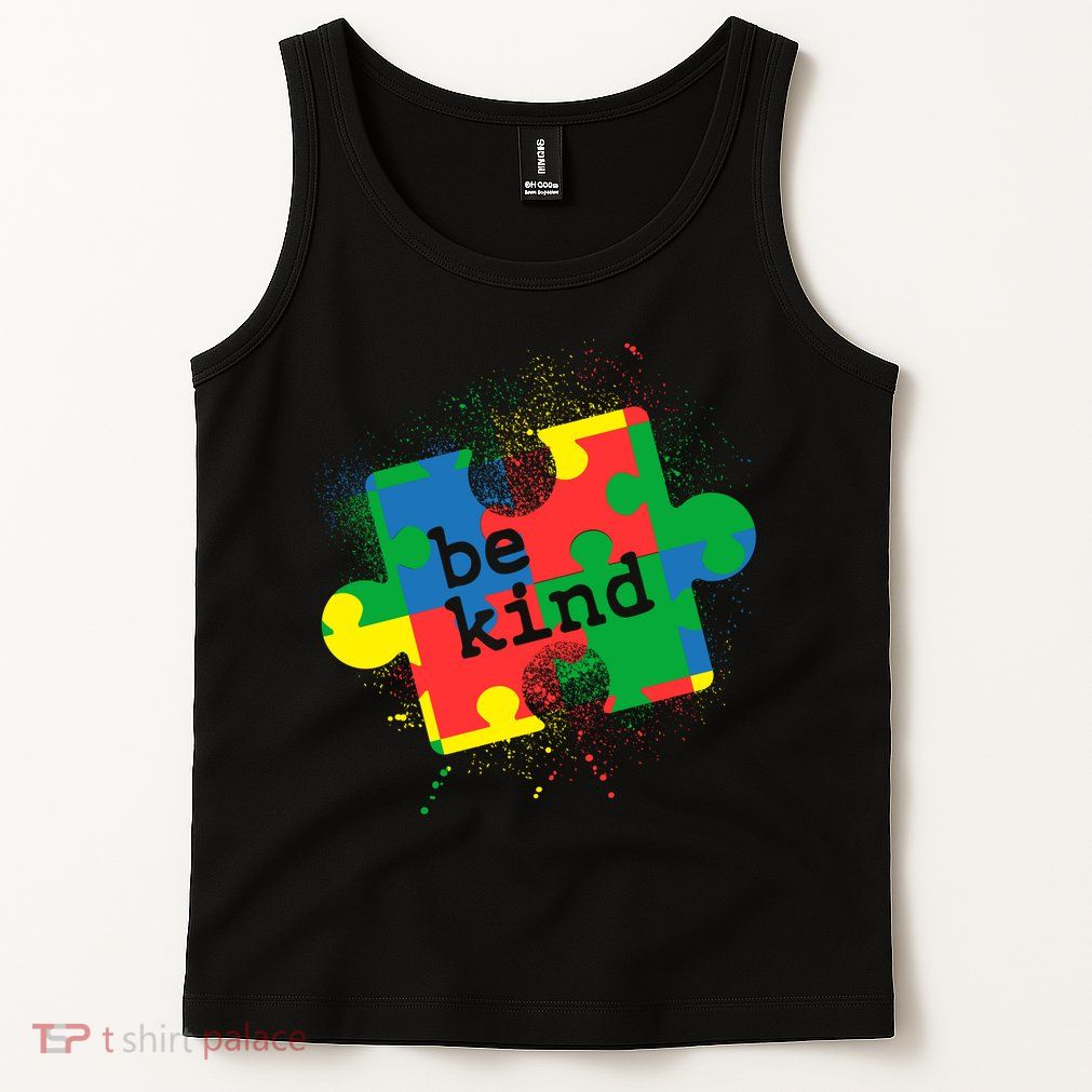 Autism Be Kind Puzzle Piece Splatter Tank Top