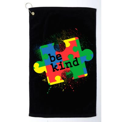 Autism Be Kind Puzzle Piece Splatter Golf Towel